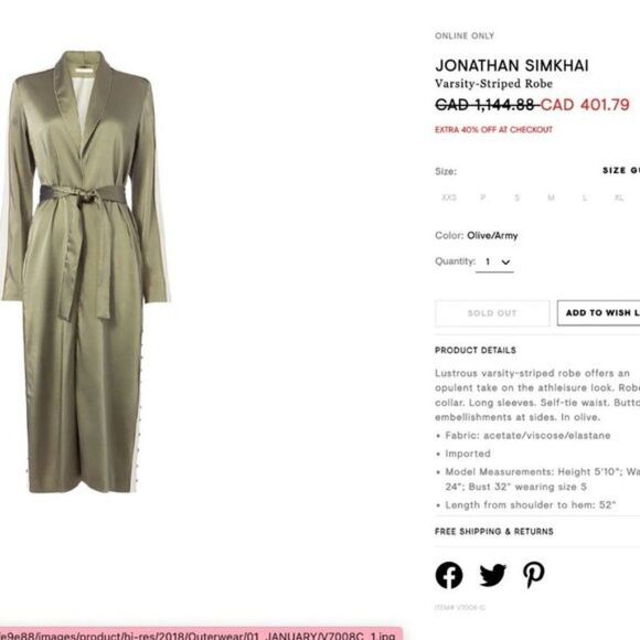 JONATHAN SIMKHAI Varsity Duster Robe - Picture 2 of 9